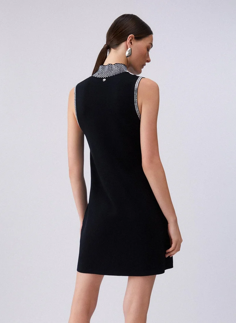 ليو جو Knit dress with rhinestones